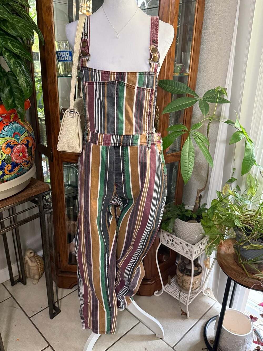 Striped Multicolor Women's Overalls Jumpsuit